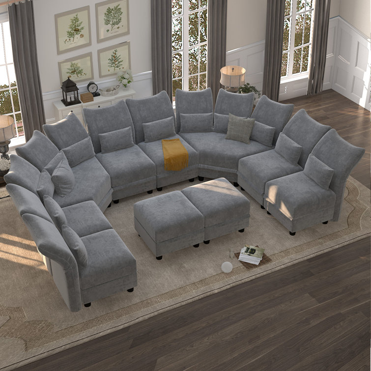 Latitude Run Ahren 10 Piece Upholstered Reclining Sectional Wayfair